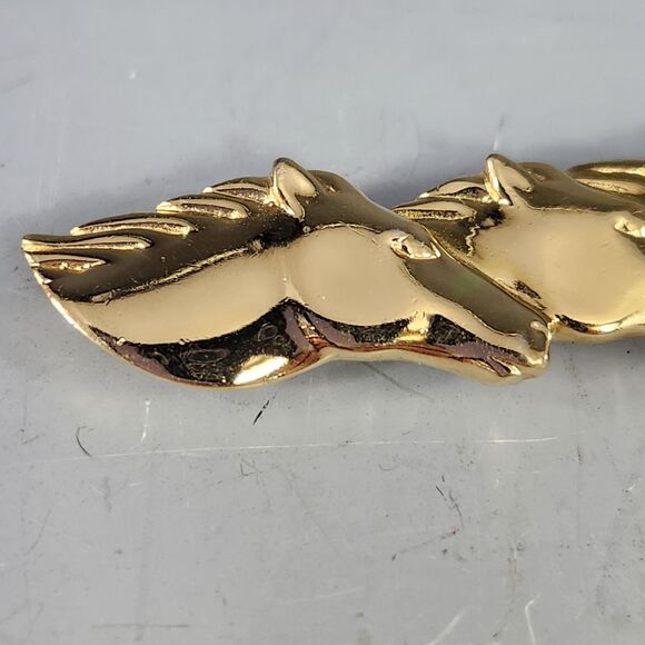 Crown Trifari Triple Horse Head Brooch Pin Equestrian Jewelry Vtg Costume Estate - Picture 6 of 9
